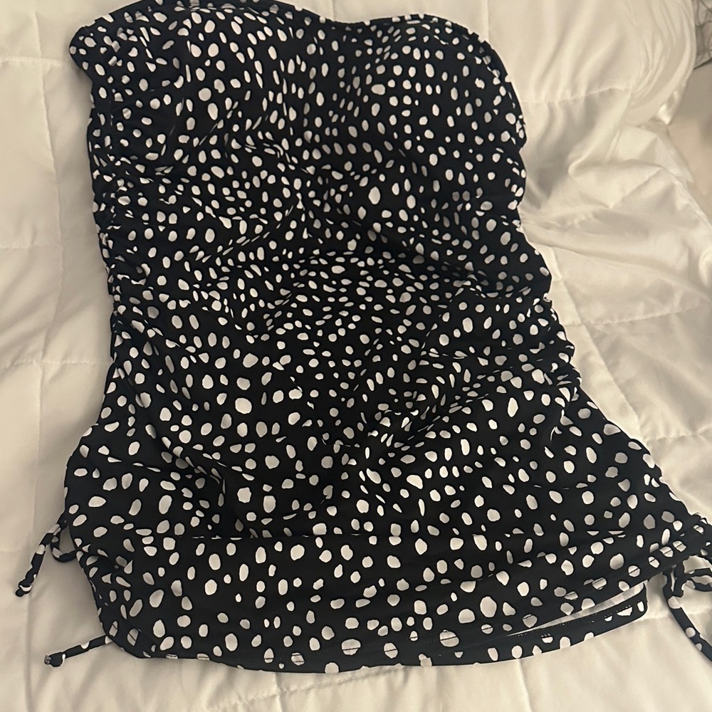 Talbots Black and White Polka Dot Tankini 16